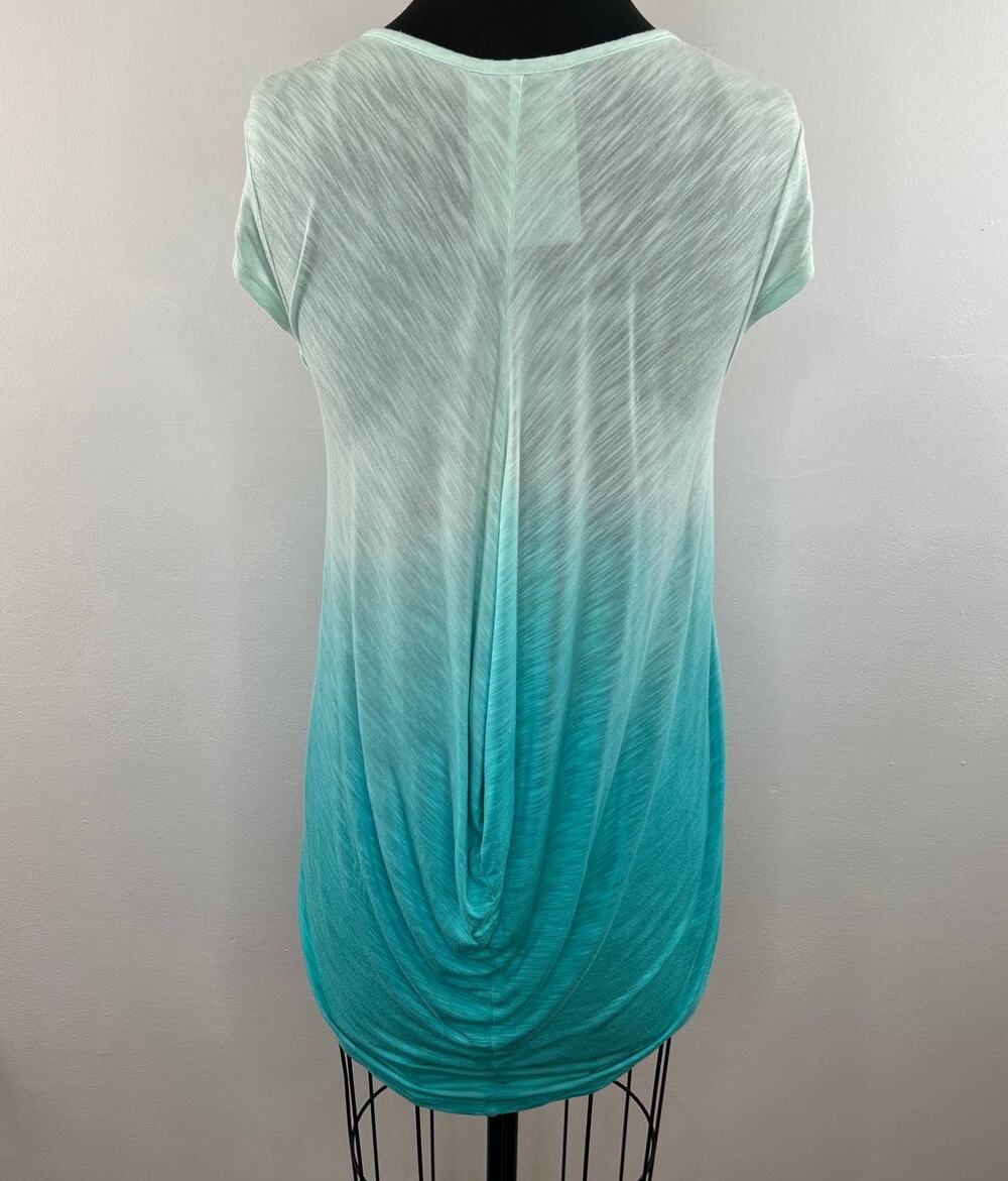 YFB Young Fabulous & Broke Teal Ombre Short Sleeve Drape Back Lightweight Top S